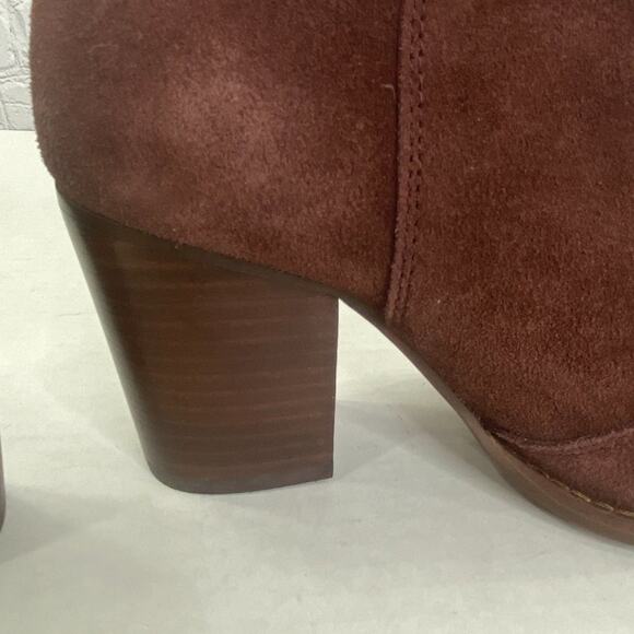 Splendid Lakota Suede Ankle Bootie Boots Wine 5.5 Block Heel Fall Chic Style - Picture 8 of 13